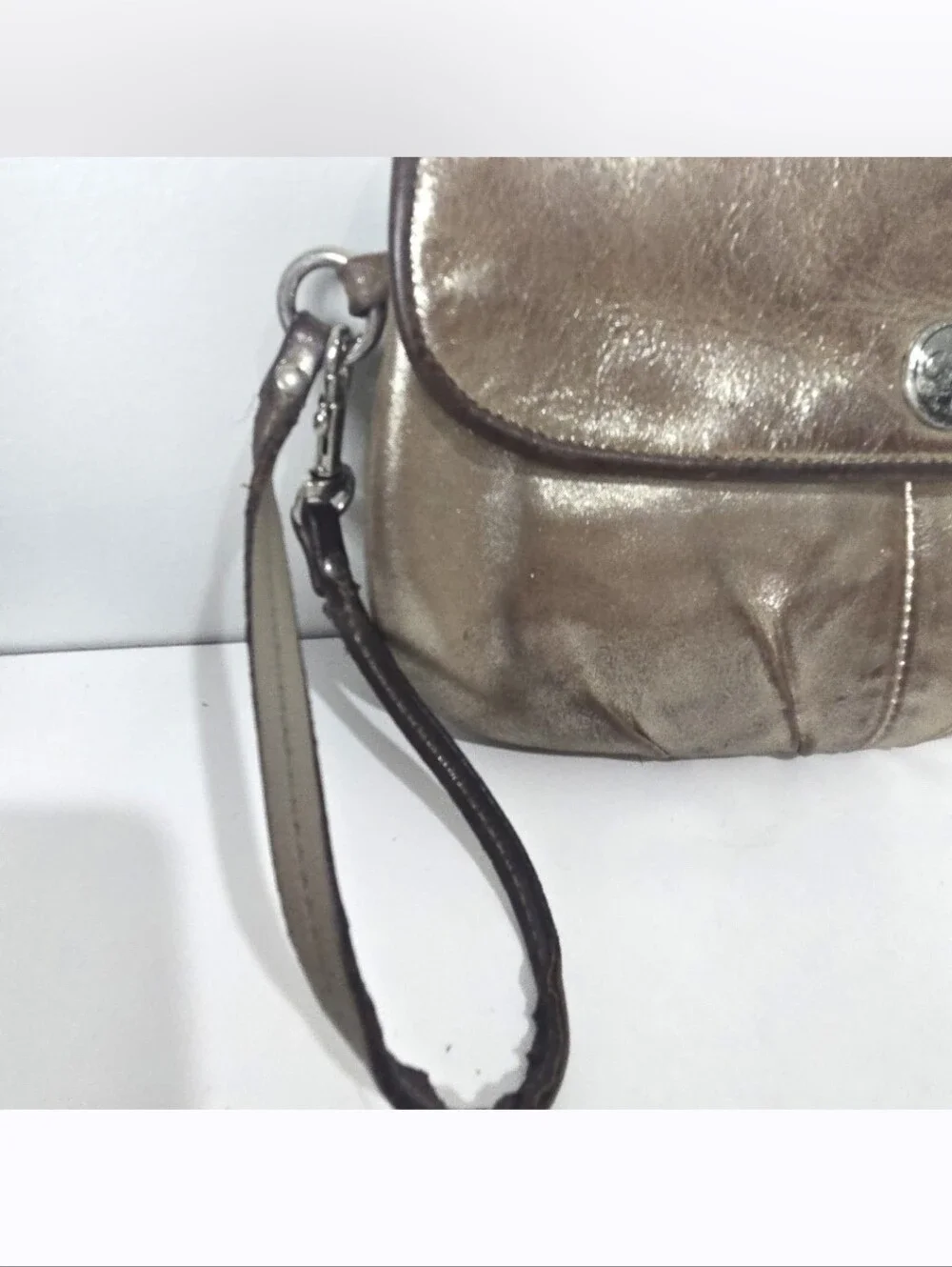 Coach Burnished Metallic Gold Wristlet Clutch